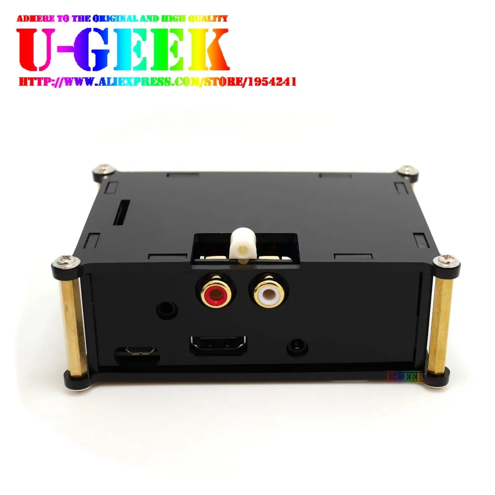 UGEEK AOIDE Raspberry Pi ies интерфейс HIFI DAC+ модуль звуковой карты+ черный акриловый чехол для Raspberry PI 3B+/3B/2B/B