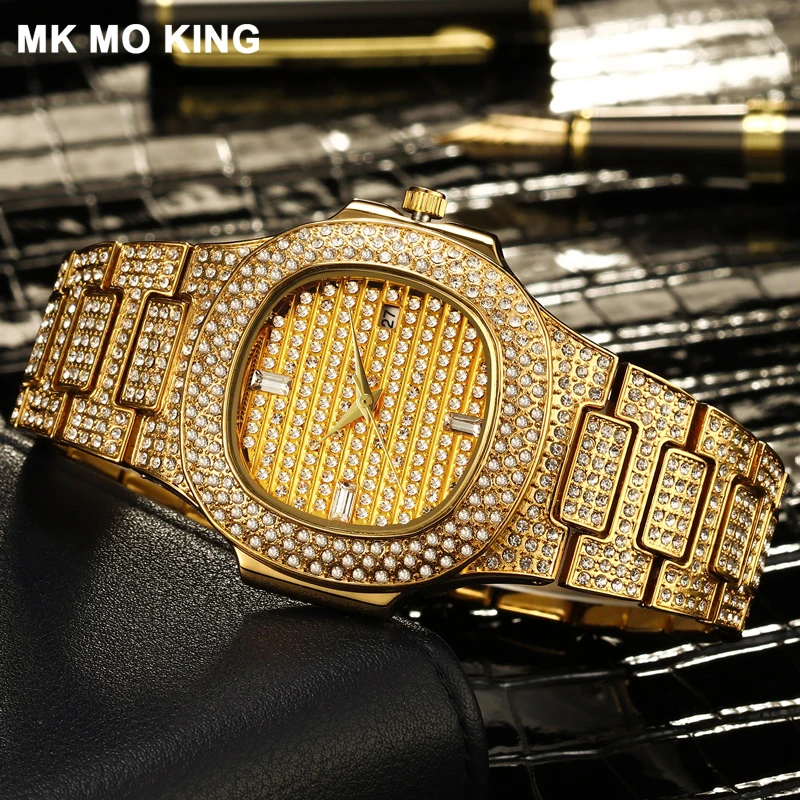 

Luxury Brand Diamond Mens X Women's Watches Unique Design Rolexable Waterproof Quartz Calendar Stainless Steel Clock Gift