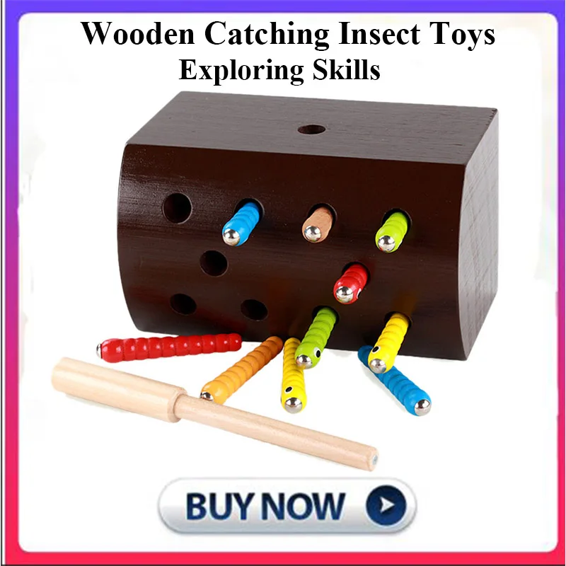 3D Когнитивная обучающая головоломка, игрушки для математики, деревянные игрушки, магнитная гусеница, животное, раннее образование, ловить червя, игра