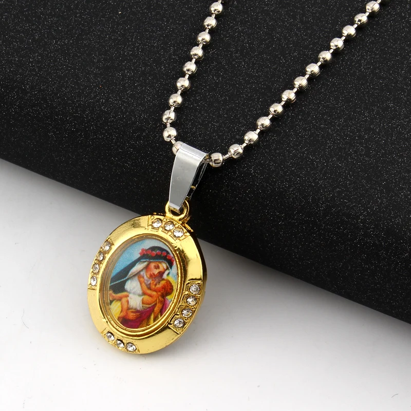 GEOMEE 1 шт. золото Цвет Девы Марии для мамы Neckalce Иисус Христос христианские