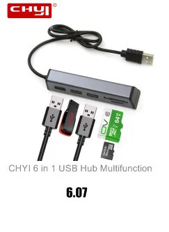 CHYI мульти 4 Порты и разъёмы USB концентратор 3,0 с 2.4A Мощность зарядки Порты и разъёмы USB разветвитель с Мощность Интерфейс для ПК Компьютерные