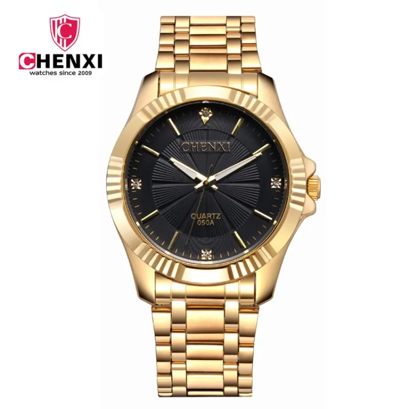 

Top Quality Clock Fashion Men Luxury CHENXI Brand Gold Stainless Steel Quartz WristWatch Wholesale Watch Man relógio masculino