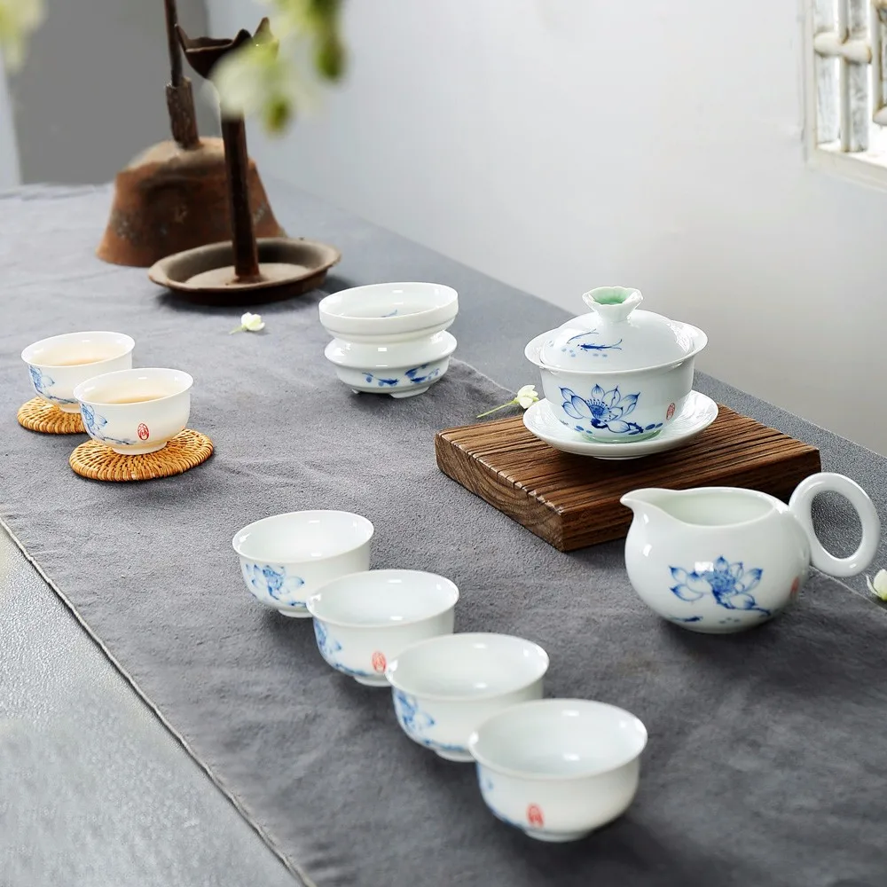 TANGPIN керамический чайник расписанный вручную gaiwan fish чайная чашка из фарфора Китайский кунг-фу чайный сервиз, кружка для вина