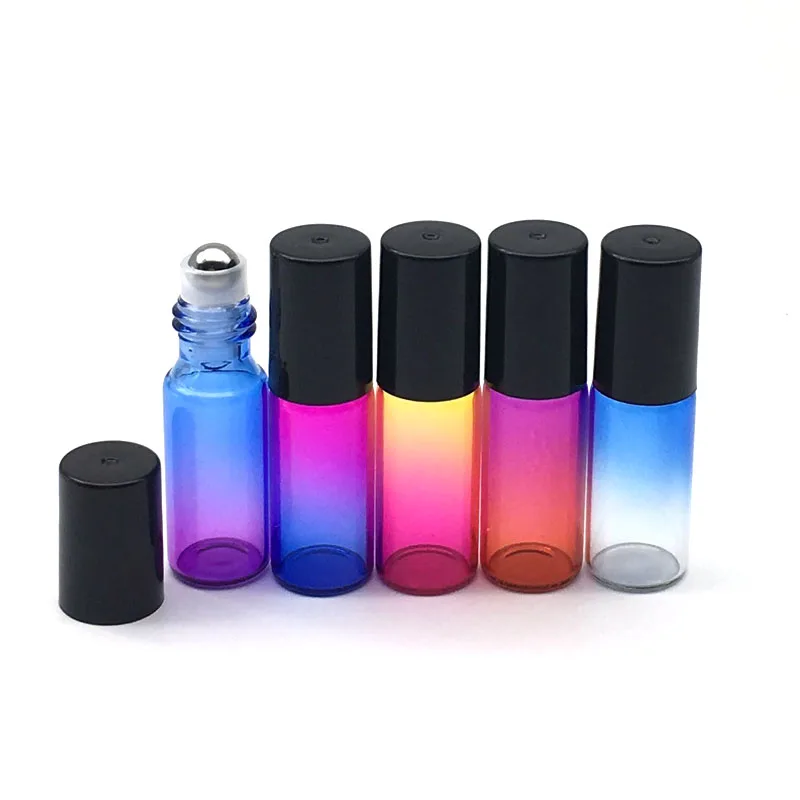 Buy 10pcs 5ml Gradient Colorful Roller Glass Bottle