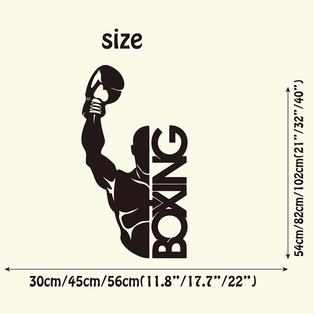 Boxing Boxer Fight Wall Sticker Gym Fitness Exercise Wall Decal Workout Sport Vinyl Kids Room Home Decor (3)