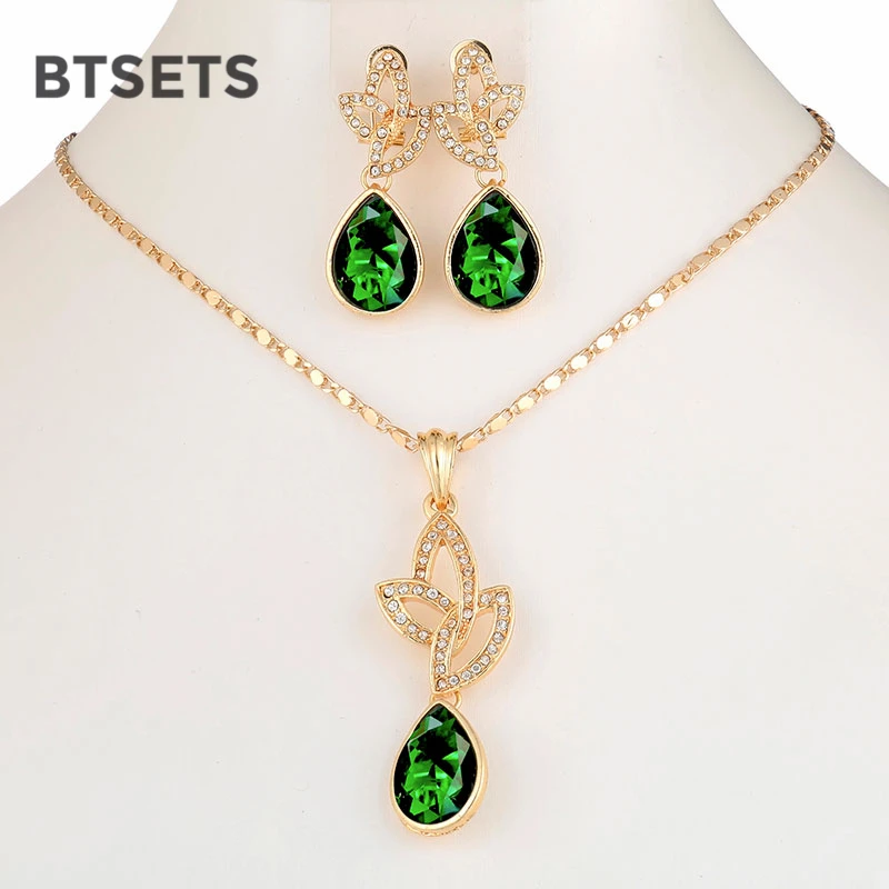 BTSETS, ювелирные наборы, зеленые свадебные женские африканские бусы, ювелирный набор в золотом цвете, свадебные серьги и ожерелье, набор