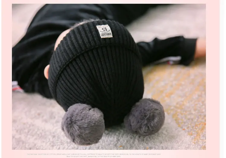 hats for girls winter hats for girls boys caps children cap kids hat knitted ear cap cat hat fleece hat two ears pom pom hat  (13)