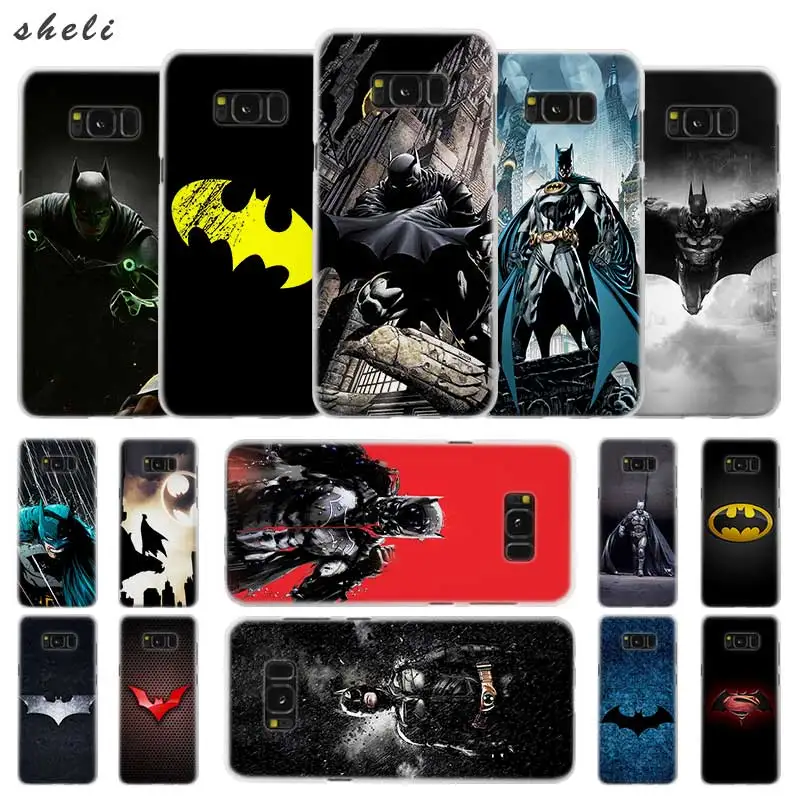 

Sheli superhero batman Transparent Patterned hard Case Cover for Samsung Galaxy S4 S5 S6 S7 S8 S9 Plus Edge Mini s10 lite