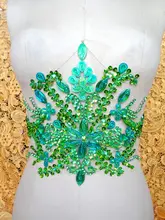 ZBROH hand maß kristalle patches grün nähen auf Rhinestones applique 35*22 cm für top kleid rock gürtel