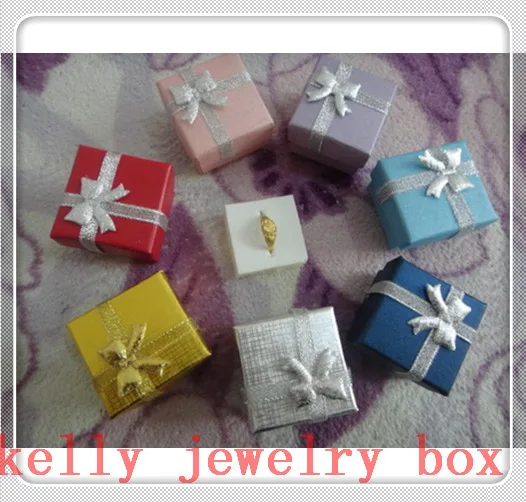 Wholesale 48pcs 4x4x3cm Mixed Color Jewelry Box Cute Ring Box Favor