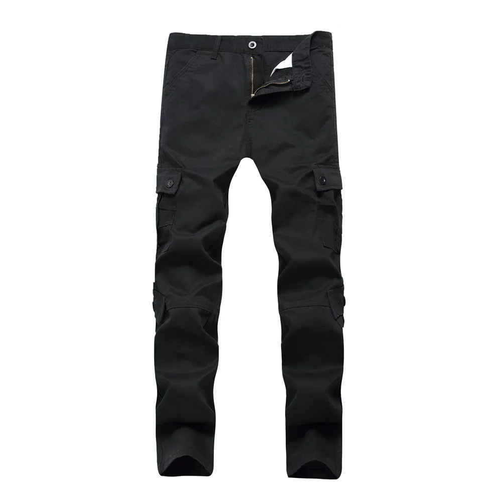 Новое поступление весна-осень стиль сафари Мужская плюс размер джинсы прямые с карманами модные повседневные однотонные брюки мужские