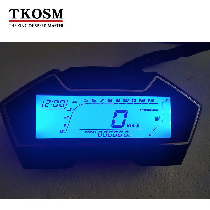 

TKOSM Digital Light LCD Speedometer Odometer Tachometer Adjustable Speed N1-6 Display Oil Level Water Temperature Meter Modern