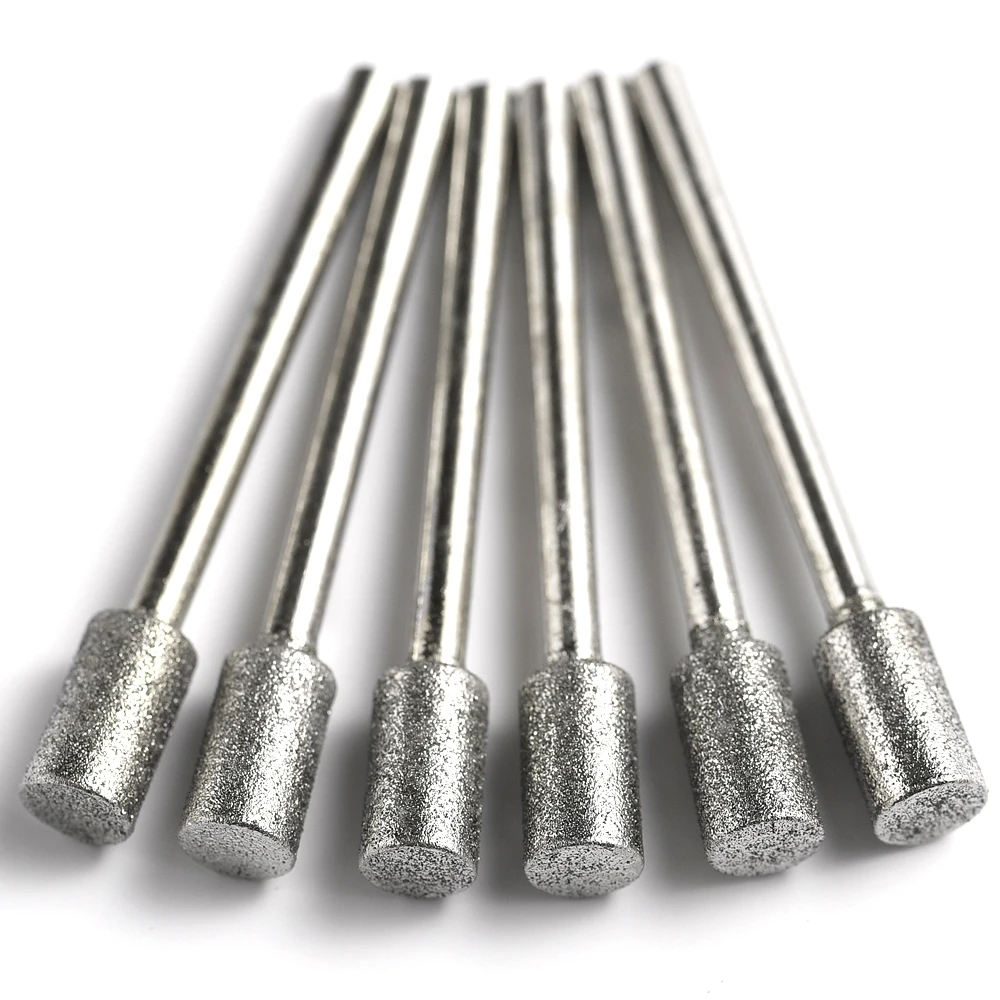 Grit120 3mmx 3mm/4/5/6/8/10mm Cylinder Diamond Grinding Burr Abrasive Bits Polishing Grinding