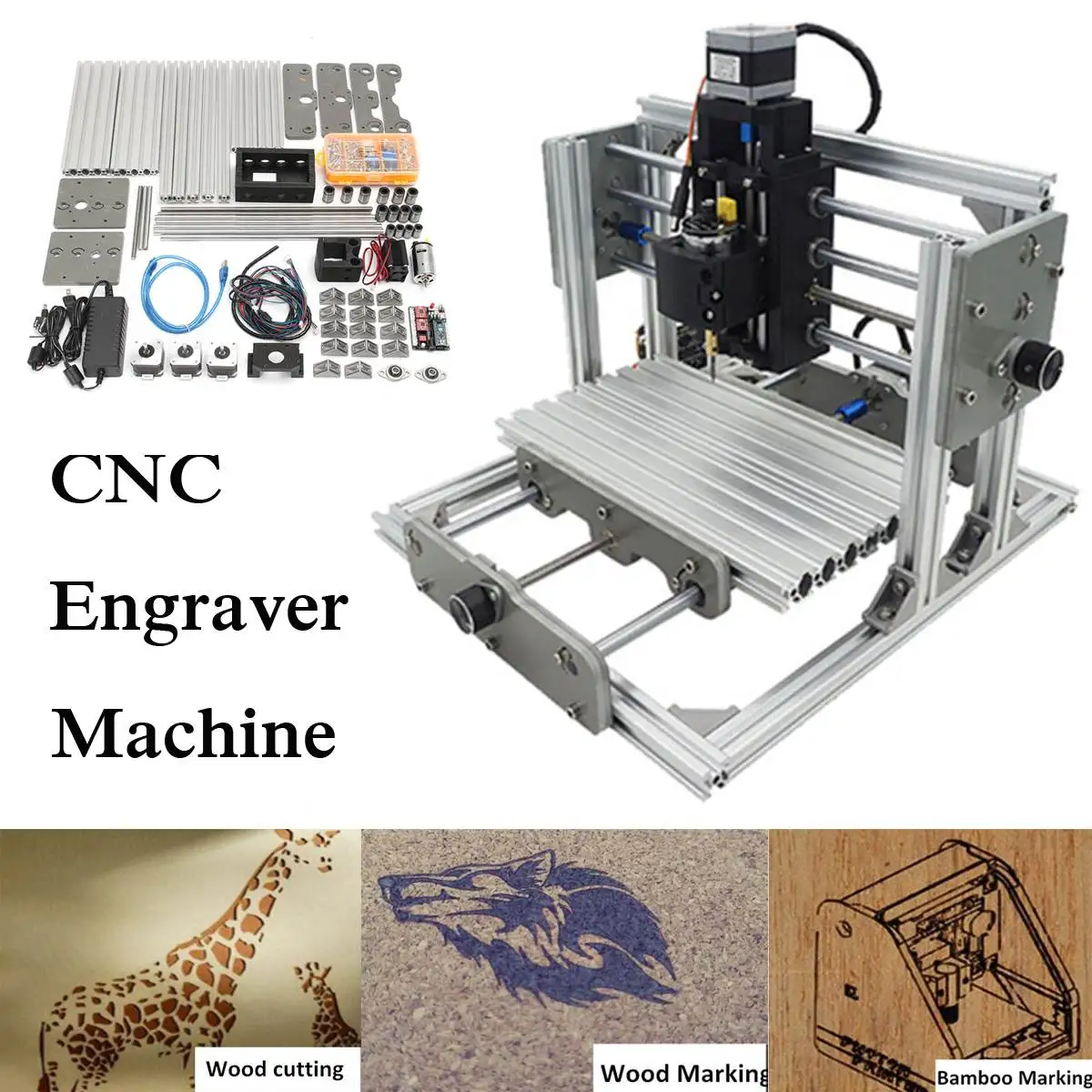 

3 Axis 2500MW Mini DIY Desktop CNC Laser Engraver Engraving Machine DC 12V Milling Carving Cutter Wood Router 0.04MM+ T8 Screws
