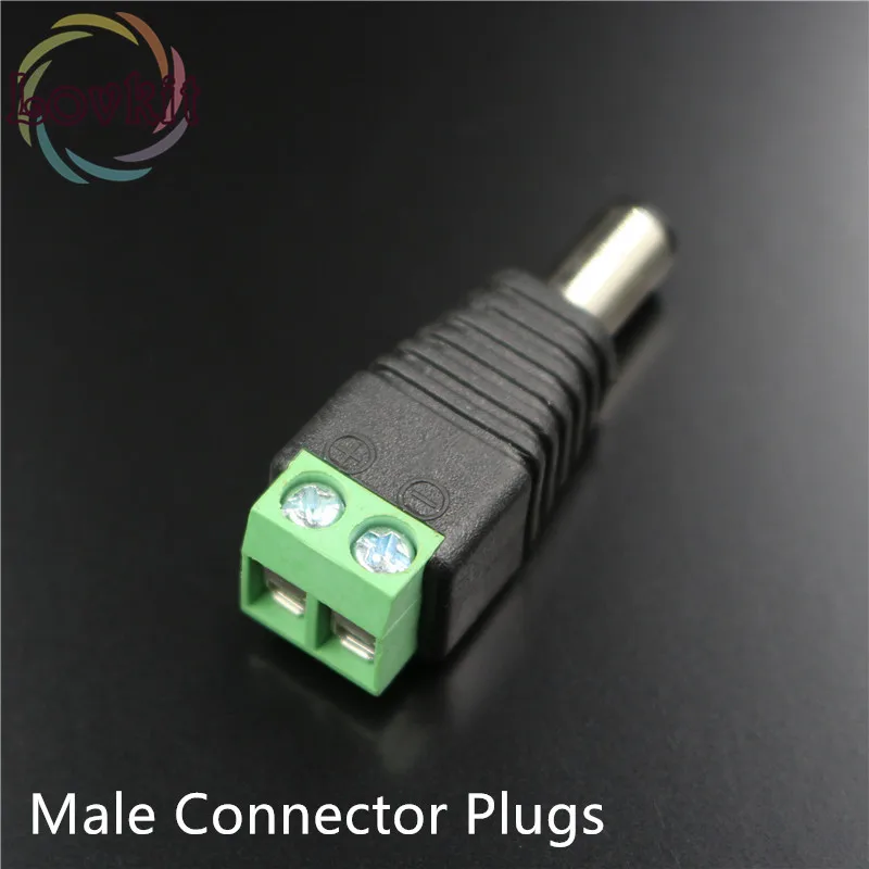 

50pcs male Connector Plugs Jack For 5050 / 3528 SMD LED Strip Sigle color Light DC Power Supply AC Adapter Plug Cable Wholesale