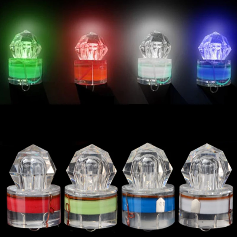 

4pcs*LED Deep Drop Underwater Diamond Attraction indicator Fishing Electronic Flashing LED Light Bait Lure Squid