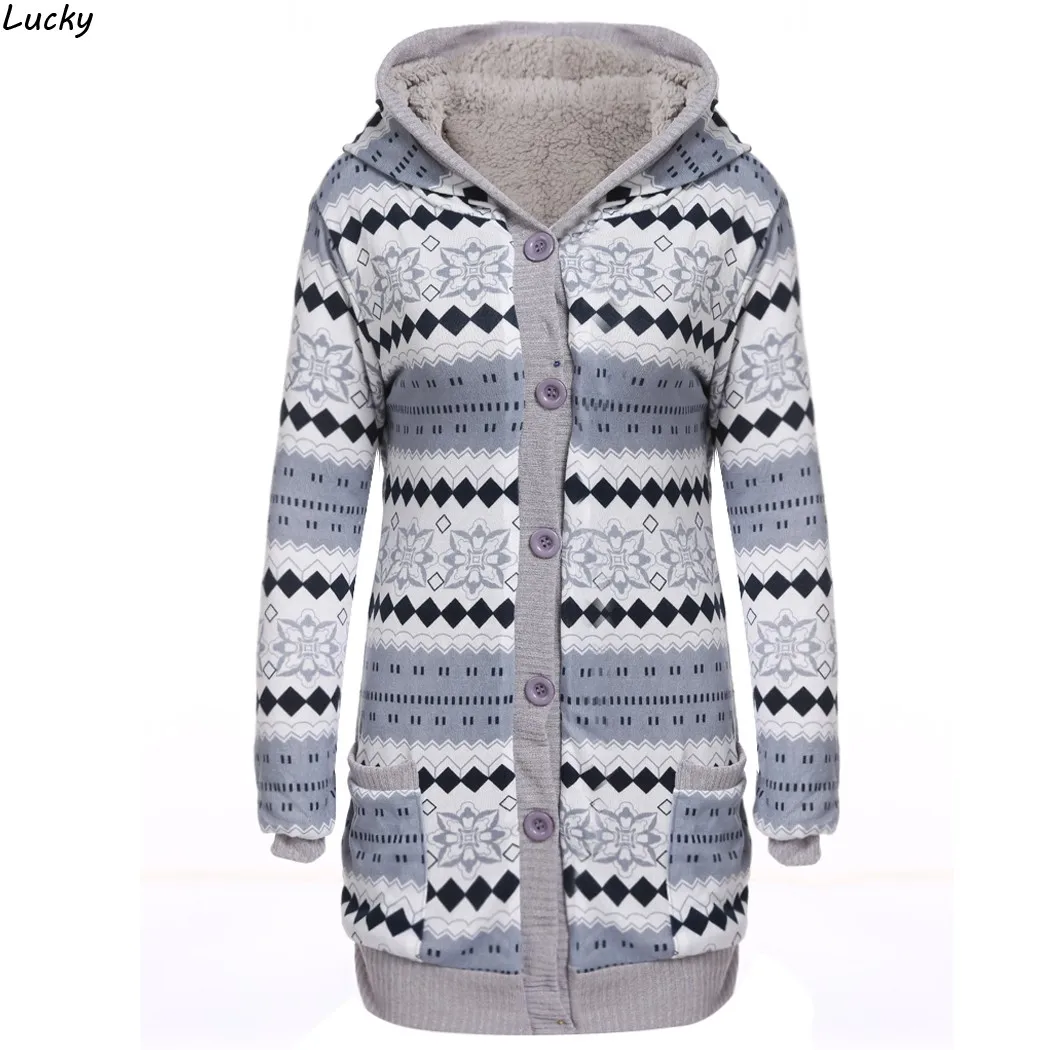  Winter  Women Coat Long Warm Hooded Outerwear Parkas Knit 