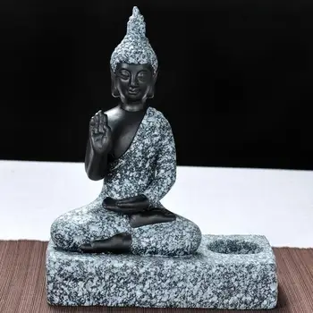 

Ceramic imitation marble, India buddhism, Thailand Buddha style, candle holder, candelabrum, candlestick, Candler, pricket~