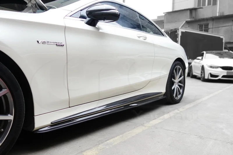 2015-2017 Mercedes Benz C217 S63 Coupe OEM Style Side Skirts Addon CF (10