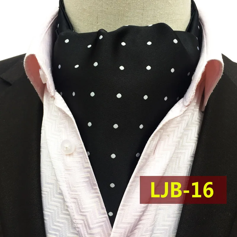 Новый последней моде Для мужчин воротник платок черный с белыми точками шейный платок высокое качество тканые модников