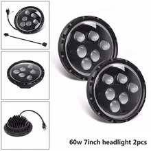 2 шт. 7 дюймов 60 Вт круглый светодиодный фонарь с Буле/белый/янтарный Halo светодиодный фонарь для внедорожника ATV