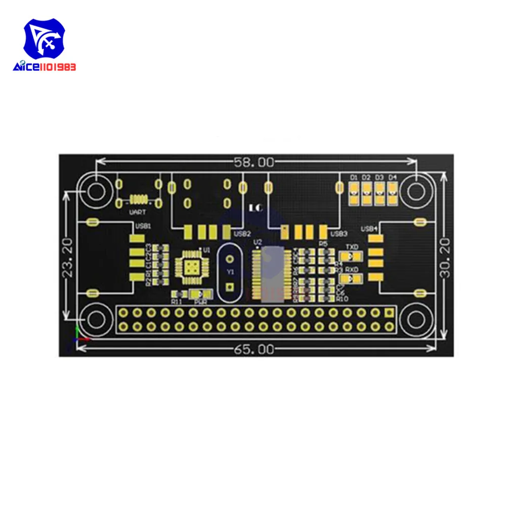 4 порта usb-хаб шляпа USB 2,0 1,1 Micro USB для Raspberry Pi Zero/W A+ B+ 2 3 Модель B последовательная отладка бортовой USB для UART