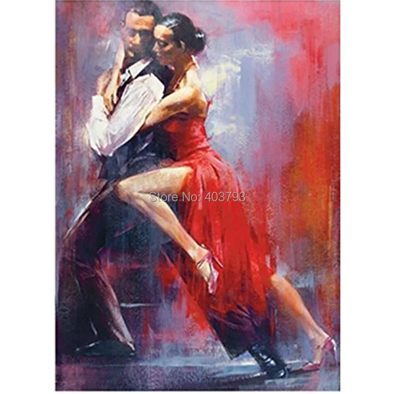 

100% Hand Painted Canvas Oil Painting For Wall Art Decor Tango Oil Painting Unframed Modern Dance Decorative Pictures Home Decor