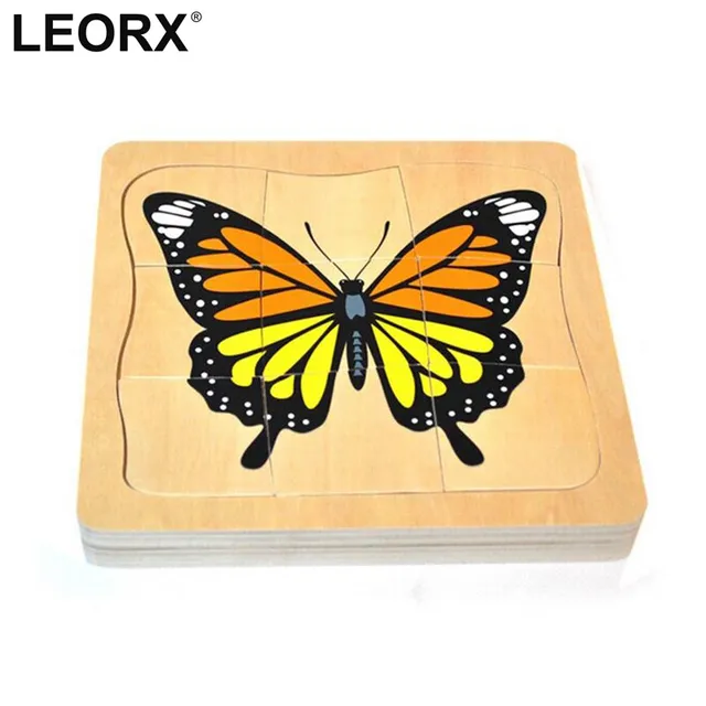 Cute Cartoon Butterfly Growing Wooden Puzzle Intelligence Kids