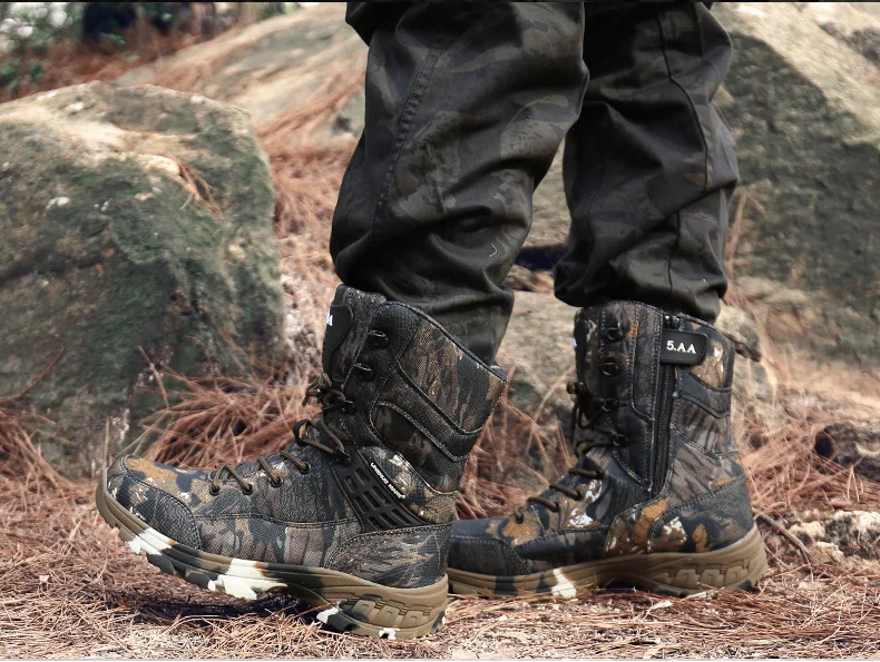 Зимняя уличная Водонепроницаемая теплая тактическая Мужская обувь походная альпинистская походная обувь Горные Нескользящие водонепроницаемые охотничьи ботинки