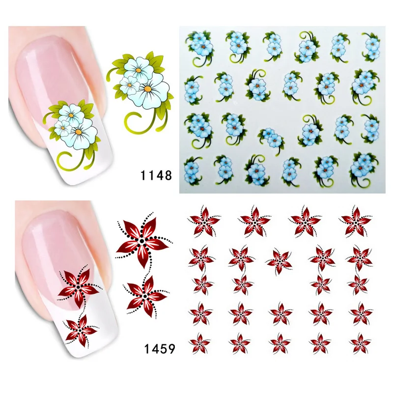 Bittb 2 шт. наклейка с цветком для ногтей изящное цветастое платье Nail Art Наклейки, водяной знак татуировки ногтей Наклейка Советы украшения инструменты для маникюра