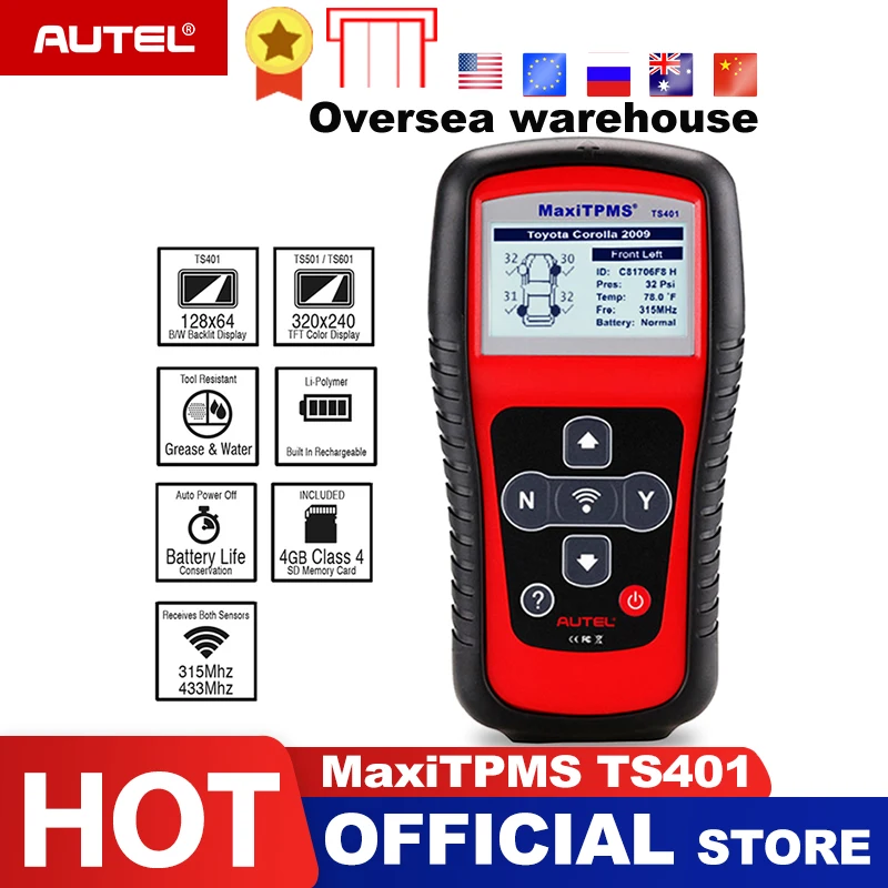 Autel MaxiTPMS TS401 Tire Pressure Monitoring System OBD2 TPMS Diagnostic Scanner Tool Activate