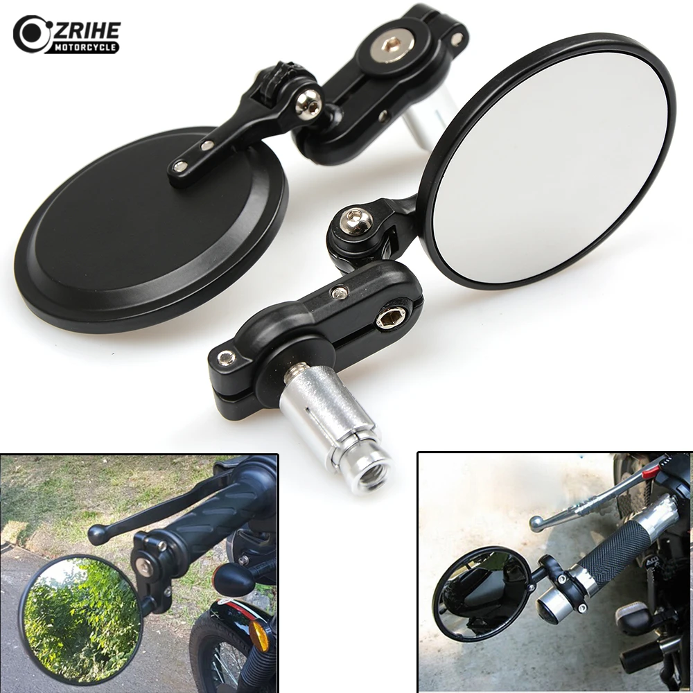 Motorcycle Rear View Mirror Handle Bar End Side Mirrors ATV Scooters