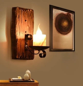 

antique wood wall lamp sconce American retro wood bar coffee restaurant bedroom clothing store vintage light