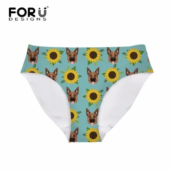 

FORUDESIGNS German Shepherd Dog Sunflower Female Briefs Women's Panties Sexy Ladies Girls Panties Intimates Women Seamless Panty