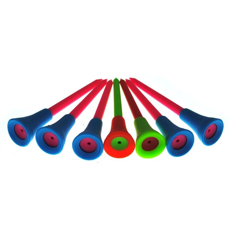 

50pcs/bag Multi Color 8.3CM Plastic New Golf Tees Rubber Cushion Top Free Shipping