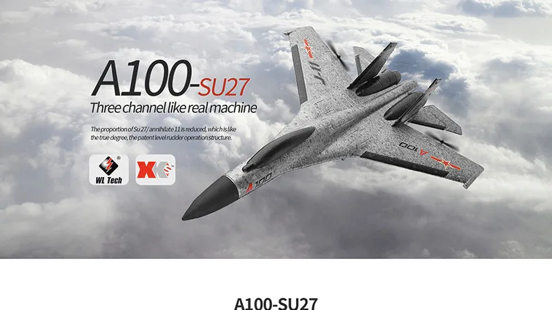 XK A100-SU27 радиоуправляемый самолет 2,4 г 340 мм 3CH самолет с фиксированным крылом, уличные радиоуправляемые игрушки, летающий самолет с дистанционным управлением, детский подарок