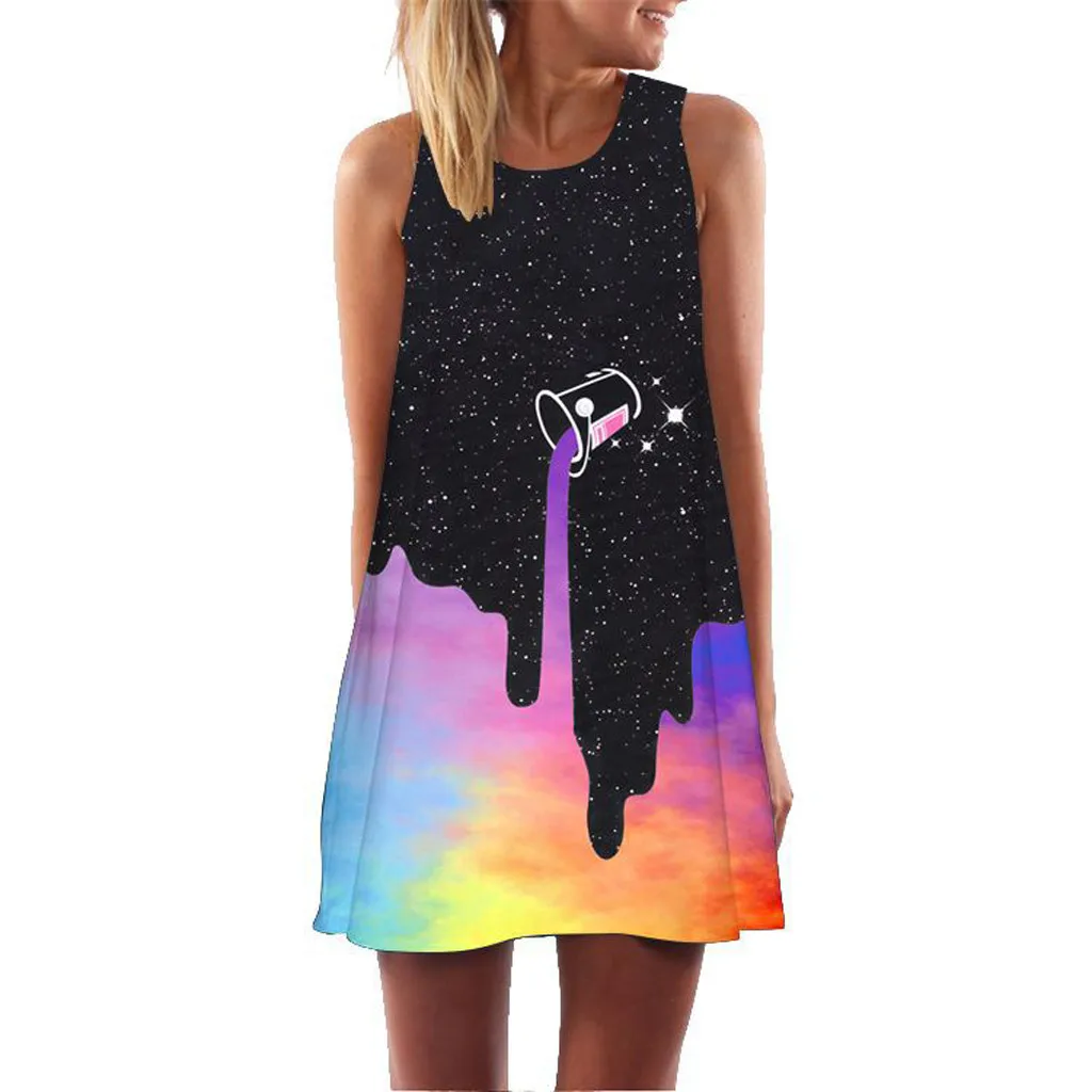 

Summer Dress 2019 New Women Flamingo Floral Letters Print Sleeveless Short Beach Dress Sexy A-line Vintage Boho Casual Vestidos