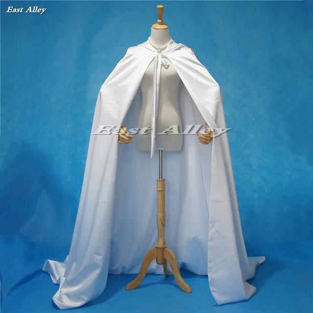 Price Plus Size White Ivory Champagne Hooded Medieval Cloak Satin Cape Full Length Wedding Cape Bridal Cloak 