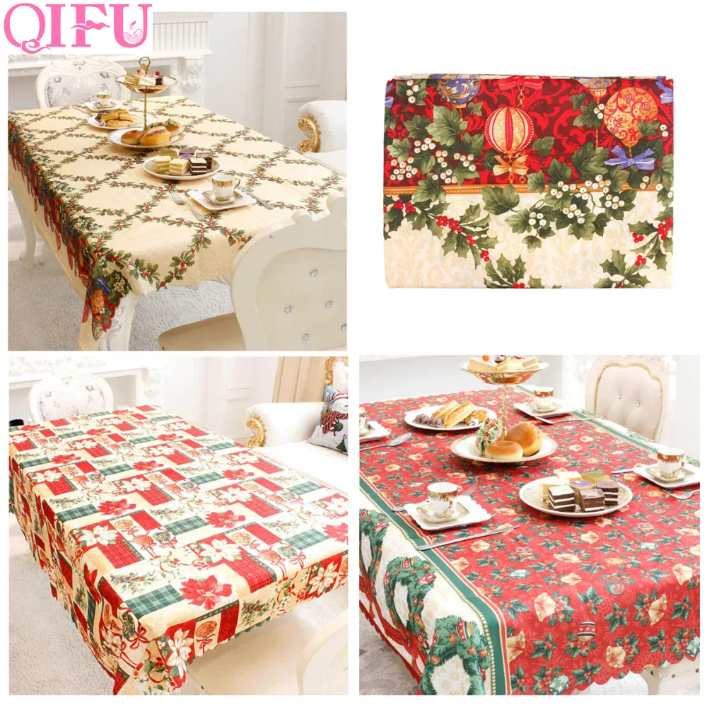 

QIFU 1.5x1.8m Table Runner Merry Christmas Decorations For Home 2019 Navidad Party Christmas Table Decorations Accessories