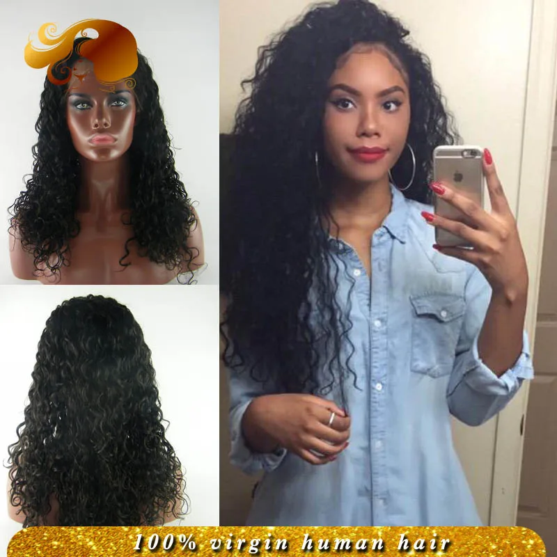 

ALYSSA 100% Peruvian Curly Virgin Hair Glueless Full Lace Human Hair Wigs Bleached Knots Lace Front Wigs With Baby Hairs Around