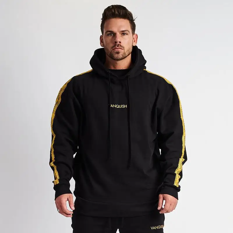 

2019 fashion muscle Mr. European and American brothers new hooded sports men's head fitness jacket running blood clot