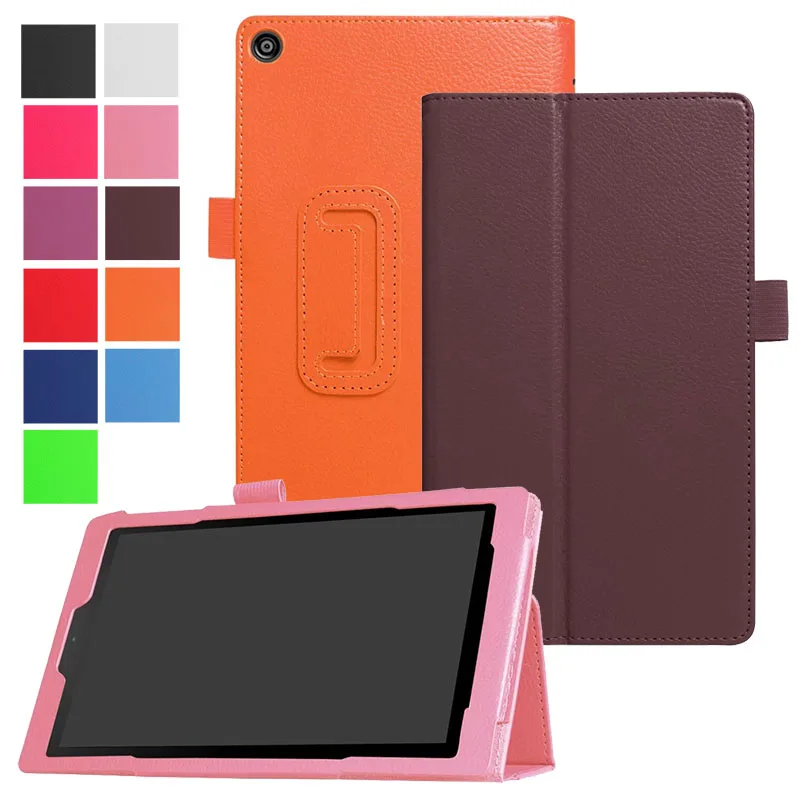 PU Folio Stand Leather Case Skin Cover For Amazon Fire HD 8 With Alexa 2017 SX034QT 7th