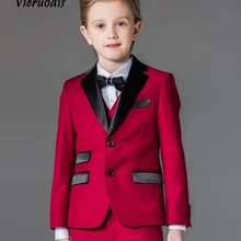 Пользовательские Красные вечерние смокинги для мальчиков, костюмы для свадебной вечеринки, детские костюмы для выпускного вечера, костюмы с цветами