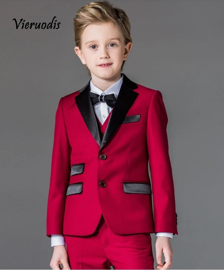 

Custom Red Boys Formal Tuxedos Wedding Party Suits Kids Prom Suits Flower Suits