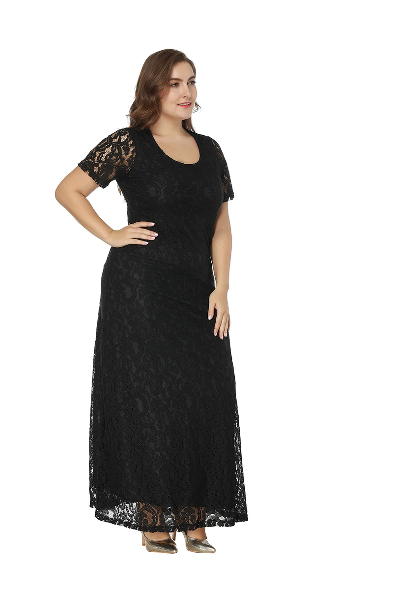 Летнее женское Элегантное Длинное кружевное платье размера плюс, женские макси платья длиной до лодыжки, женское вечернее платье большого размера 6XL