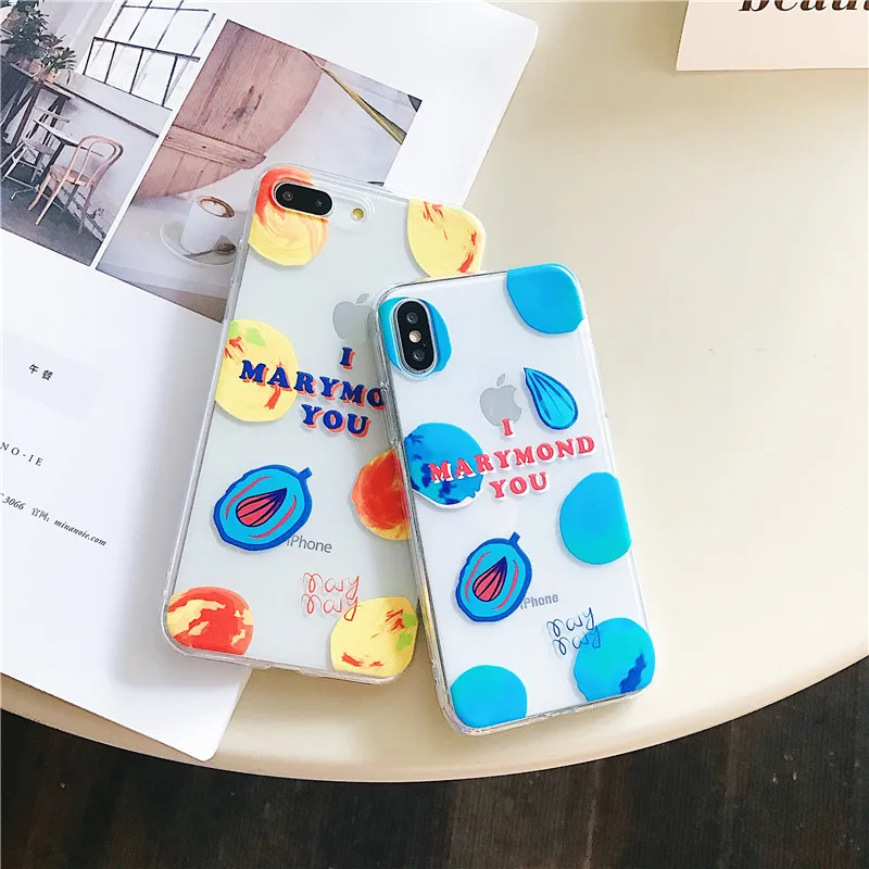 Модные летние свежие фрукты чехол для iPhone6 7 8 Plus X ТПУ Мультфильм абстрактные