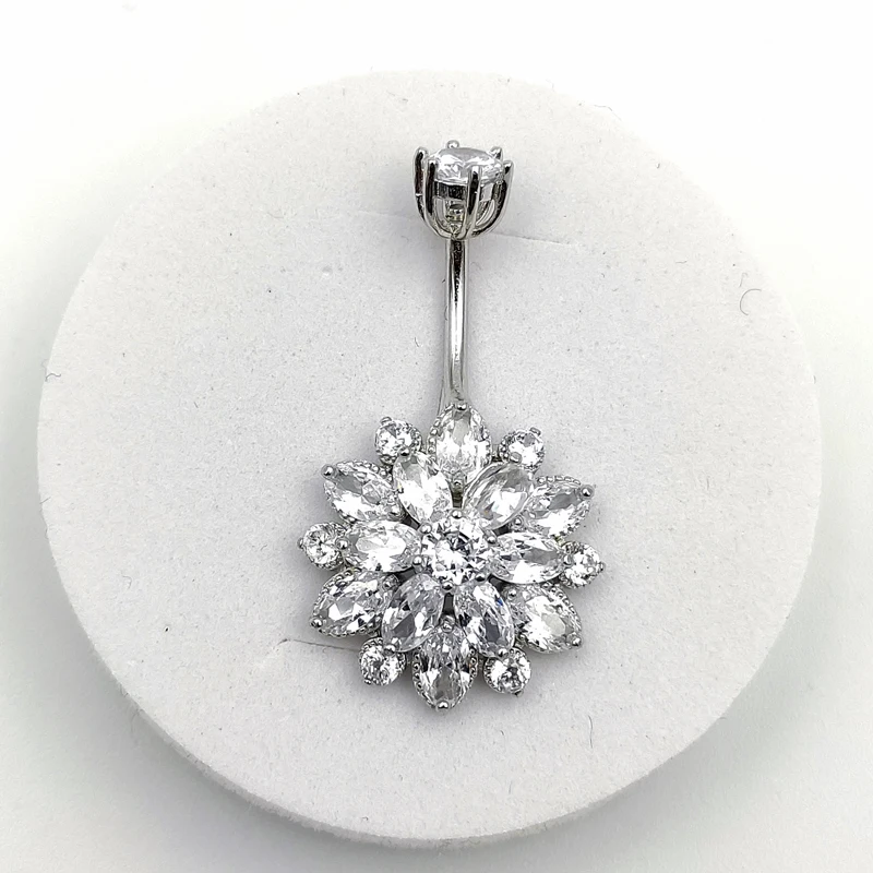 

925 sterling silver sunflower belly ring fashion navel piercing jewelry for women