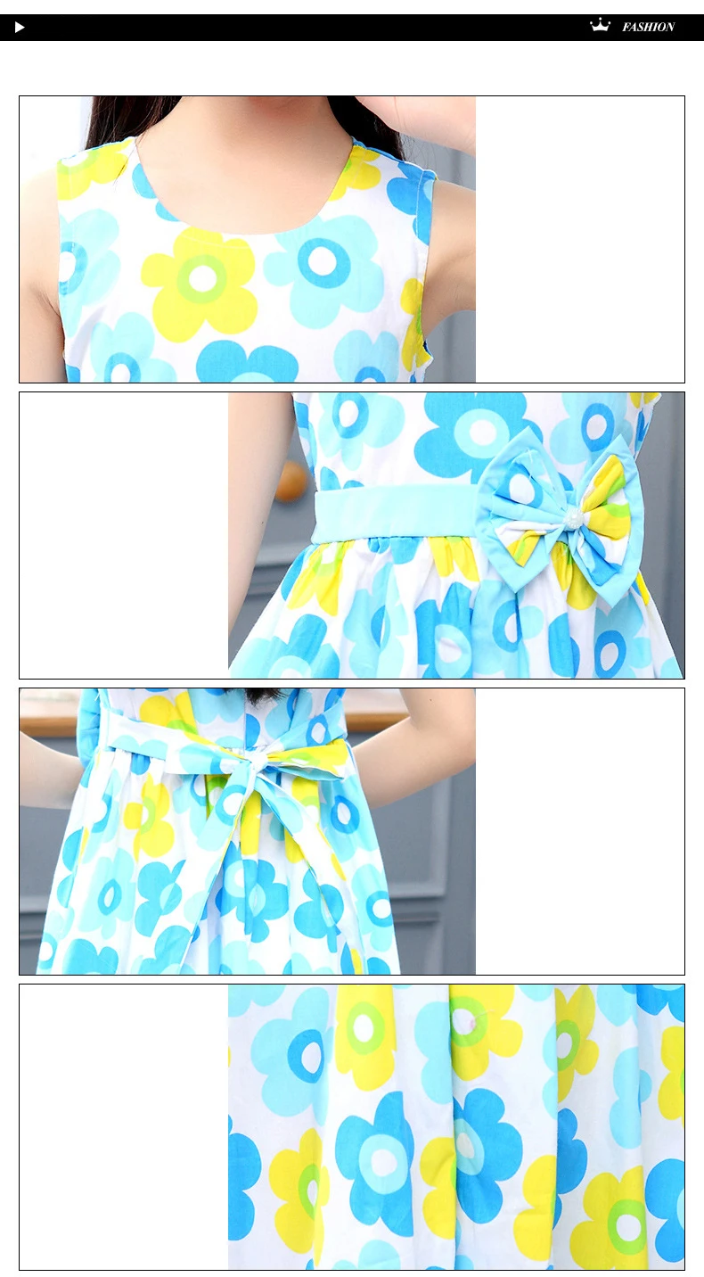 Children's Dress Girls Baby Summer Bohemian style Toddler Girls Sleeveless printed Dresses princess Holiday dress for 5-14Y kids clothing (13)