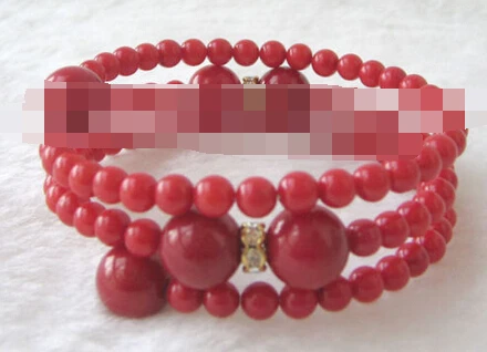 

FREE SHIPPING>>>@@ > 00965 natural perfect round red coral bracelet