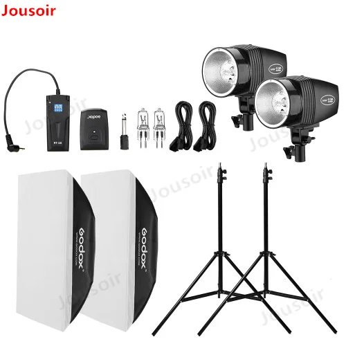 Godox 300Ws 2x150Ws строб студия Flash светильник комплект с RT 16 триггера и 2x50x70 см тканевый